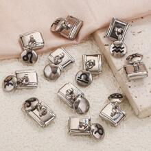 1pc Stainless Steel 9mm Watch Module Pendant Twelve Constellations Dripping Oil Series DIY Bracelet Module Bracelet Assembly Decorative Module Connector Watch Block Elastic Bracelet Assembly Accessories