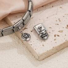 1pc Stainless Steel 9mm Watch Module Pendant Twelve Constellations Dripping Oil Series DIY Bracelet Module Bracelet Assembly Decorative Module Connector Watch Block Elastic Bracelet Assembly Accessories