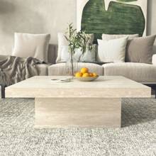 Galano Carmelo 35.4 In. Square Wood Top Coffee Table, Modern Coffee Table For Living Room  (12.2" H X 35.4" W X 35.4" D) - Sồi nhạt - Xem 1
