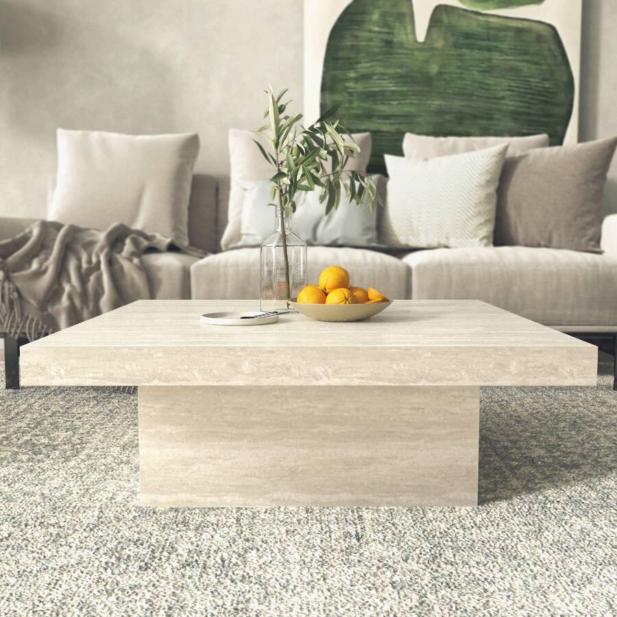 Galano Carmelo 35.4 In. Square Wood Top Coffee Table, Modern Coffee Table For Living Room  (12.2" H X 35.4" W X 35.4" D) - Sồi nhạt - Xem 1