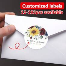 Floral Wedding Name Stickers - Customizable And Personalized Labels For Adding Names And Dates To Favors, Gift Wrapping, And Invitations, Creating A Romantic Touch For Your Event - Flower Wedding - View 1