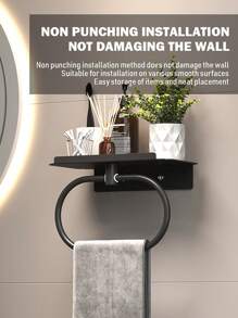 1pc Towel Ring, Wall Mounted Towel Rack, Bathroom Wall Towel Holder, Bathroom Accessories, Bathroom Storage, Bathroom Decor - Multicolor - View 6