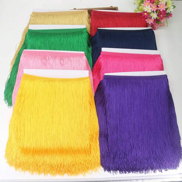 1 yarda 30CM largo Flecos multicolor de poliéster Cinta de borlas africana Encaje accesorio para coser Vestido latino Cortina DIY Accesorios
