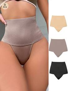 3pcs Women Belly Control Panties Waist Shaping High Waist Slimming Briefs