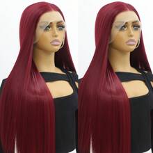 13X4 Burgundy Lace Front Wigs Synthetic Hair Lace Frontal Wig With Baby Hair Heat Resistant Synthetic Wigs For Women Wine Red Wig