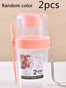 2 件/1 件沙拉杯和叉子套装、便携式早餐食品容器、水果杯、酸奶杯、健身杯、旅行杯、水瓶、厨房烘焙工具 - 适用于家庭、办公室、学校和旅行