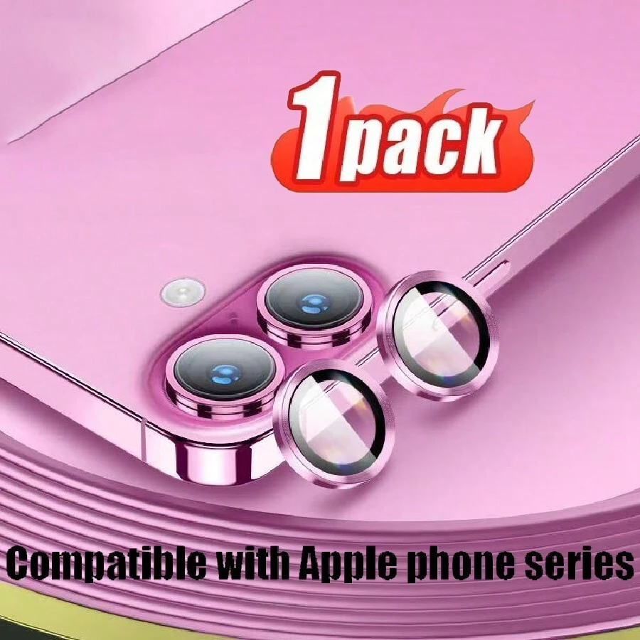 1 Set Película protectora de lente de cámara con patrón de CD rosa, compatible con la serie I 16 16/15/14/13/12/11, protección completa de la cámara, HD transparente