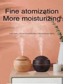 USB Powered Mist Humidifier, Circular Wood Grain Creative Humidifier, Compact Home & Car Portable Moisturizing Device, Valentine's Day Gift