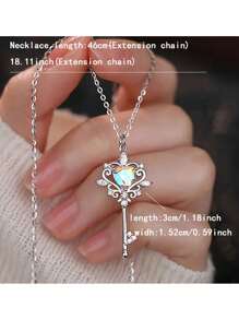 1 Pieza Collar con clave y ópalo en forma de corazón - Perfecto para uso diario y como regalo - Piedra natal de abril - Zirconia sintética - Regalo para el Día de San Valentín, Mamá, Madre, Día de la Madre