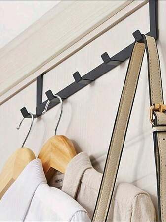 半件套门衣架，带 5 个挂钩，坚固的衣帽架，可挂夹克、帽子、浴袍、毛巾，卧室、衣柜整理