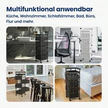 عربة خدمة هيكوايكو® ، عربة مطبخ ،عربة متحركة مزودة بعجلات- سماكة فولاذ إضافية، تصميم مغناطيسي ، عربة متعددة الأغراض من 3/5 طبقات لاستخدامها في المطبخ والحمام والمكتب والحدائق - أسود-5 طبقات مربعة - مشاهدة 3