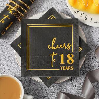 20pcs, 18th Birthday Napkins, 2-Layer Napkins -13x13 Inches - Birthday Themed Napkins, Used For Campus, Restaurant, Kitchen, Coffee Shop Decoration Supplies