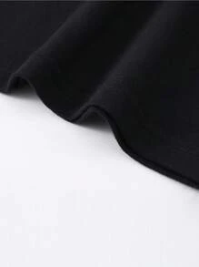 Camiseta con estampado de letras divertido, camiseta de manga corta de cuello redondo casual de verano, parte superior versátil y de moda para el uso diario de los hombres, adecuada para la vida cotidiana - Negro - Ver 3