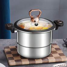 304不锈钢微压锅多功能家用炖锅炖锅大容量压力锅煮面锅海鲜煮 - 銀色 - 查看 2