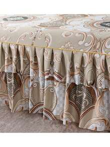 3pcs Bed Skirt Set (1 Bed Skirt + 2 Pillowcases), Ruffled Bed Skirt Detail, Soft & Breathable Fabric, Suitable Bedroom Decor Bedding - Khaki - View 5