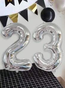 1/2 件黑色数字气球 40 英寸 1-80 尺寸铝膜气球适用于生日派对、周年纪念日等派对室内外装饰,营造派对氛围 - 銀色 - 查看 13