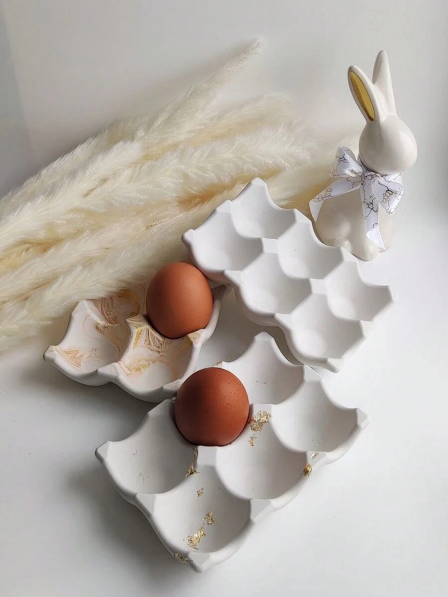 1PC Khuôn silicon dạng lưới đựng trứng DIY Khuôn thạch cao trang trí nhà cửa Đồ trang trí sáng tạo Khuôn nhựa Epoxy - trắng - Xem 1