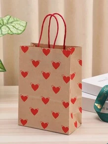 4/6/10/18 Stück herzförmige Geschenktüten aus Kraftpapier, Hochzeitsfeier Geschenktüten, Kraftpapier Tragetaschen, Einkaufstaschen, Party Geschenktüten, Geburtstags Geschenkverpackungstüten (Handfarbe zufällig) - Mehrfarbig - Übersicht 5