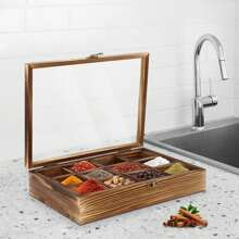 TFCFL Wooden Spice Box, Wooden Spice Box With 12 Containers, Spice Fit Box - 木頭 - 查看 3
