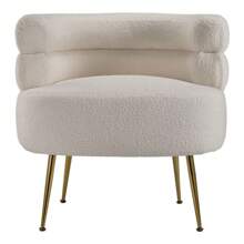 Living And Home Curved Upholstered Single Sofa Accent Chair - Cream 71cm W X 69cm D X 72cm H - View 5