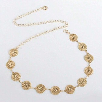 单条金属镂空小圆环腰链，适合连衣裙装饰，女士日常户外休闲夏季、秋季、万圣节等场合佩戴。