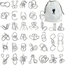 Metalowa układanka z torbą, łamigłówki, test IQ, rozplątywanie żelaznego łańcucha, odblokowywanie gry blokującej, chiński pierścień, magiczny żelazny łańcuch, odpowiedni na przyjęcia, wyzwanie dla dzieci i dorosłych