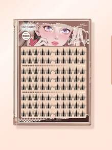 80 pièces Faux cils en poils de vison artificiel faits à la main, style L, 0,07 mm, 11-14 mm, réutilisables sans colle - Maillard - Boucle épaisse, bouclée, fine, aspect naturel pour tous les jours, noir, convient aux débutants pour un usage quotidien