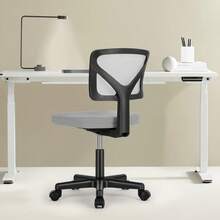 Armless Desk Chairs, Ergonomic Low Back Computer Chair No Arms, Adjustable Rolling Mesh - Grey - View 5