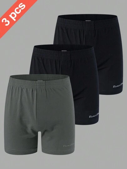 Norcotton 3 st bomullsstickade fritidsshorts, ComfortMjuka underkläder för män boxershorts, flerfärgade loungebyxor för par