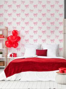 1 Roll Pink Bow Heart Pattern Children's Room Decor Wallpaper, Waterproof Self-Adhesive Easy To Clean - Multicolor - View 2