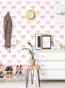 1 Roll Pink Bow Heart Pattern Children's Room Decor Wallpaper, Waterproof Self-Adhesive Easy To Clean - Multicolor - View 3