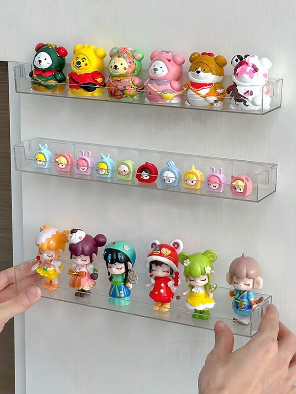 رف عرض أكريليك شفاف مثبت على الحائط، بدون حاجة لثقب، لعرض الأشكال المحركة، قنابل الاستحمام، دمى الجبس، قطع بناء الكتل، عناصر الزخرفة الصغيرة