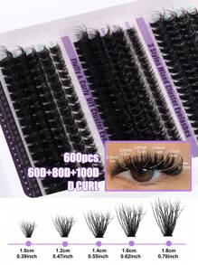 CMAYOME 270/600/640 Pcs Mixed D Curling Eyelash Number Extension Kit Contains 10D+20D+30D+40D/50D +60D+80D+100D DIY Eyelash Extension Artificial Mink Eyelash - Premium D Curling Natural Curling Personal Eyelash Bundle DIY Eyelash Extension - Reusable, Lightweight, Easy To Apply, Reusable, A Non-Irritating Gift For A Loved One Lash Clusters, Eyelash Clusters, Individual Eyelashes, Lashes, Fake Lashes