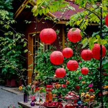 6 Peças Lanterna, Lanterna de Papel Vermelho Dobrável, Decoração Pendente Multifuncional Adequada para Festa de Primavera, Aniversário, Decoração de Festa de Casamento