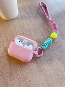 1pc Magnenta Silicone+Heart Shaped Claw+Lanyard Shock-Proof Earphone Case Compatible With Apple 1/2/3, Apple Earphone Protective Cover, Soft Matte Silicone Material With Heart Lanyard, Magenta