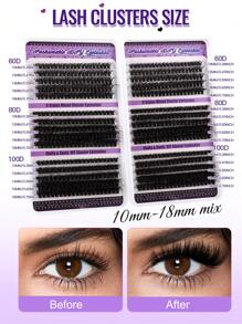CMAYOME 270/600/640 Pcs Mixed D Curling Eyelash Number Extension Kit Contains 10D+20D+30D+40D/50D +60D+80D+100D DIY Eyelash Extension Artificial Mink Eyelash - Premium D Curling Natural Curling Personal Eyelash Bundle DIY Eyelash Extension - Reusable, Lightweight, Easy To Apply, Reusable, A Non-Irritating Gift For A Loved One Lash Clusters, Eyelash Clusters, Individual Eyelashes, Lashes, Fake Lashes