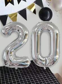 1/2 件黑色数字气球 40 英寸 1-80 尺寸铝膜气球适用于生日派对、周年纪念日等派对室内外装饰,营造派对氛围 - 銀色 - 查看 22