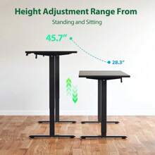 Electric Standing Desk, Large 63 X 24 Inches Height Adjustable Desk, Sit Stand Up Desk For Work Office Home, Splice Board, Rustic Brown - Black - View 9