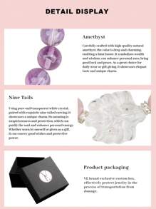 VE 1pc High-Quality Silver Natural Crystal Bracelet, Made Of Dazzling Crystal Infused With Nine-Tailed Fox, Symbolizing Auspiciousness And Protection. White Crystal Emits Pure Energy To Promote Serenity. Unique Design Showcases Elegance And Charm Of The Wearer. Jewelry Color Random.