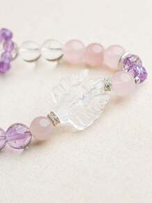 VE 1pc High-Quality Silver Natural Crystal Bracelet, Made Of Dazzling Crystal Infused With Nine-Tailed Fox, Symbolizing Auspiciousness And Protection. White Crystal Emits Pure Energy To Promote Serenity. Unique Design Showcases Elegance And Charm Of The Wearer. Jewelry Color Random.