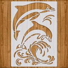 海豚模板 11.7x8.3 英寸 海豚壁画模板 海洋生物模板 DIY 工艺海洋动物模板 海洋主题模板 适用于木质瓷砖纸织物地板上绘画 - 白色 - 查看 7