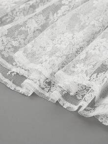 女士纯色简约性感蕾丝迷你裙，休闲与度假 - 白色 - 查看 9