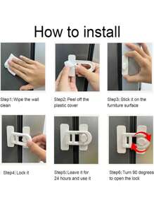 2个/1个冰箱锁 - 免钻孔粘扣，适用于冰箱和烤箱门 - 防指纹非紧扣式 - 彩色 - 查看 5