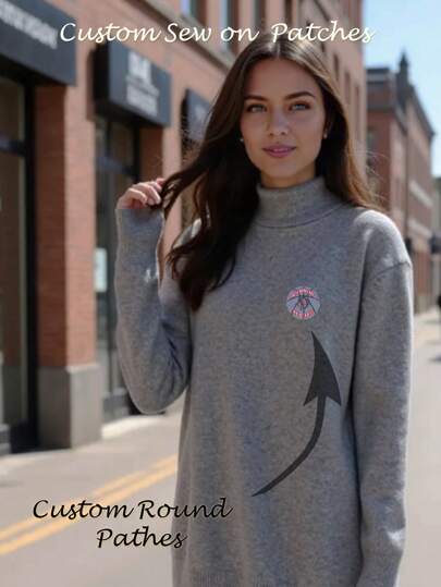 Custom Round Fashion Woven Sew On Clothing Patches