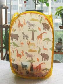 1pc Large Foldable Laundry Hamper For Dirty Clothes, Baby Room Organizer Basket For Storing Newborn Clothes And Toys, Suitable For Sorting Children's Toys Such As Stuffed Animals, Ocean Balls And Building Blocks, Breathable, Sturdy And Space-Saving Design, Can Be Used As A Laundry Basket And Storage Bag For Newborn Items, Easy To Carry, Foldable Pop-Up Mesh Travel Basket Love Valentine - Yellow - View 3