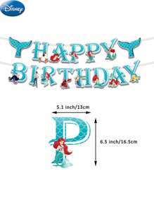 Disney 19PCS Disney Officially Licensed Frozen Ariel Mermaid Birthday Decorations Party Decorations Party Supplies Party Balloon Set Includes Ariel Mermaid Cake Toppers Cupcake Decorations Balloons And Flag Banners.