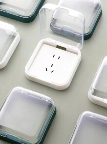 1pc Modern Simple Outlet Waterproof Dustproof Box Self-Adhesive Wall-Mounted Switch Protection Cover, Household Wall Socket Protection Case Anti-Electric Shock Frame For Kitchen & Bathroom