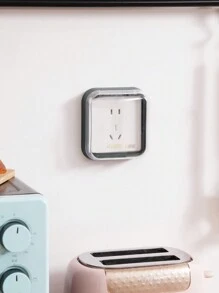 1pc Modern Simple Outlet Waterproof Dustproof Box Self-Adhesive Wall-Mounted Switch Protection Cover, Household Wall Socket Protection Case Anti-Electric Shock Frame For Kitchen & Bathroom