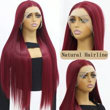 13X4 Burgundy Lace Front Wigs Synthetic Hair Lace Frontal Wig With Baby Hair Heat Resistant Synthetic Wigs For Women Wine Red Wig