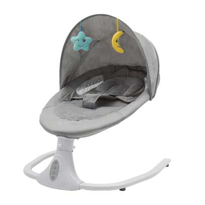 SENDERPICK Babywippe für Kinder mit Fernbedienung & Bluetooth, Zeiteinstellung, Max Tragfähigkeit 18kg, Automatische Schaukel, für Babys 0 bis 18 Monaten (Grau)